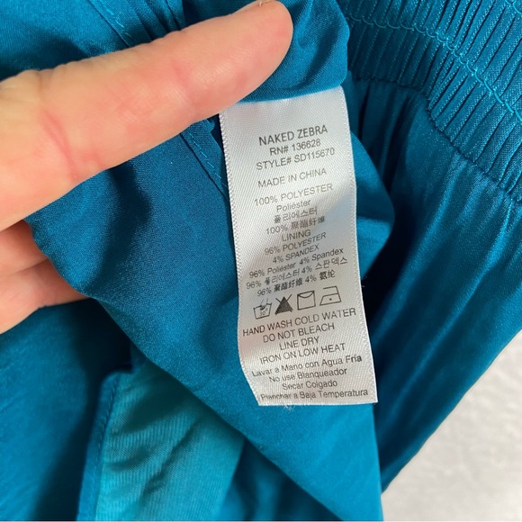 The impeccable pig teal blue smocked stretch ruffle dress. Size Large - Picture 5 of 8